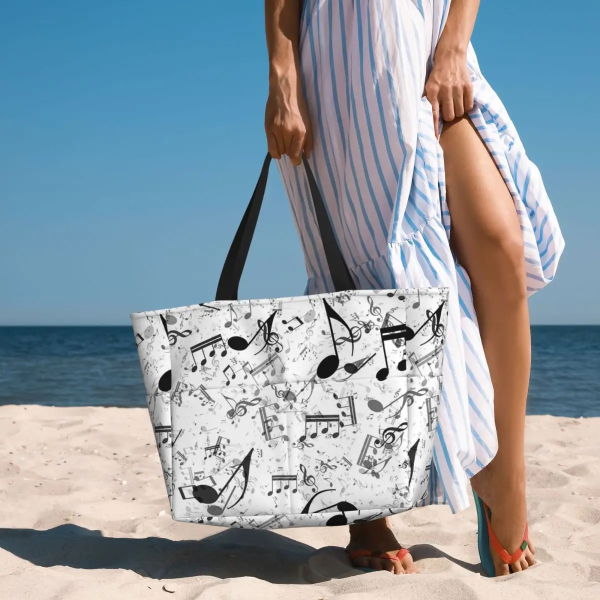 Bass Music Notes Beach Tote Ba - đánh giá và giá Yoga Fitness Music