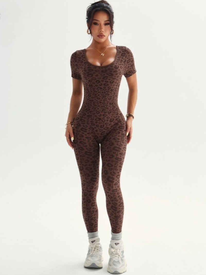 Women's Backless Leopard Jumps - đánh giá và giá Yoga Overall Fitness