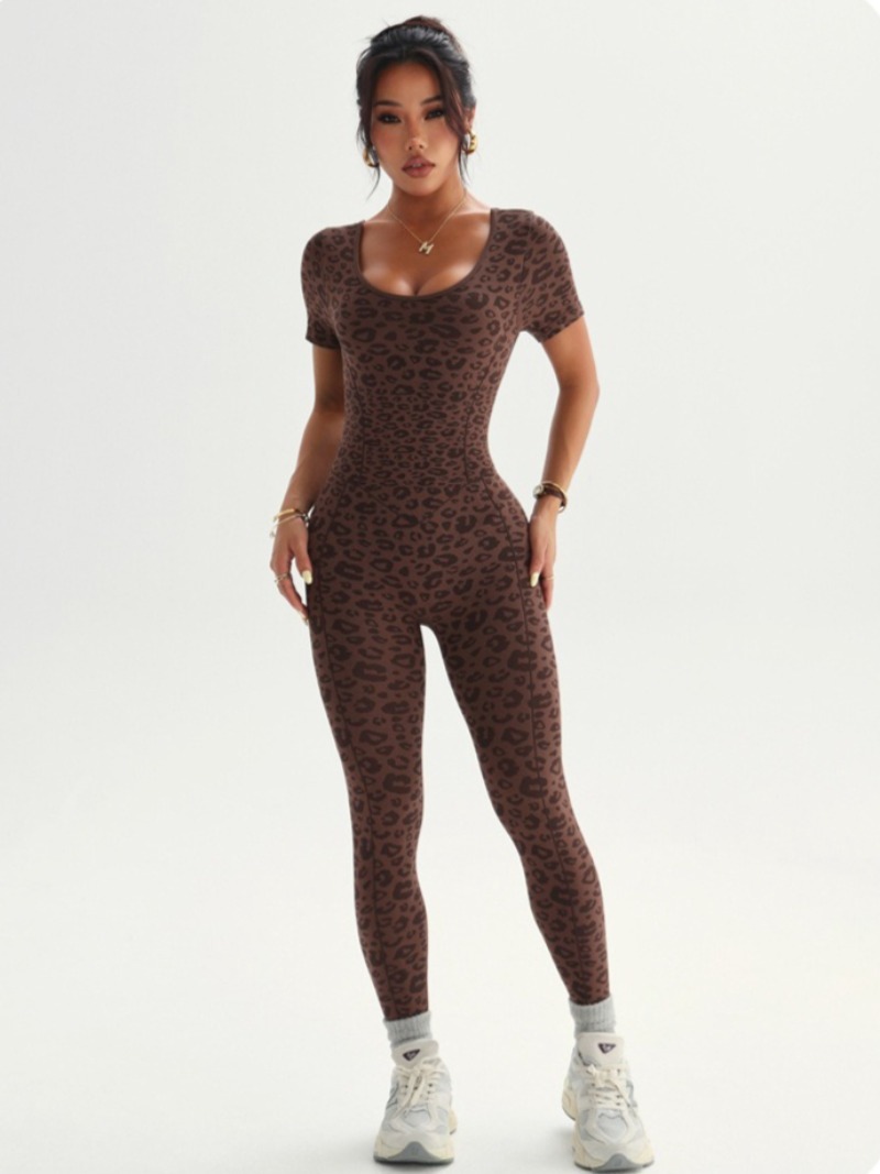 Women's Backless Leopard Jumps - đánh giá và giá Yoga Overall Fitness